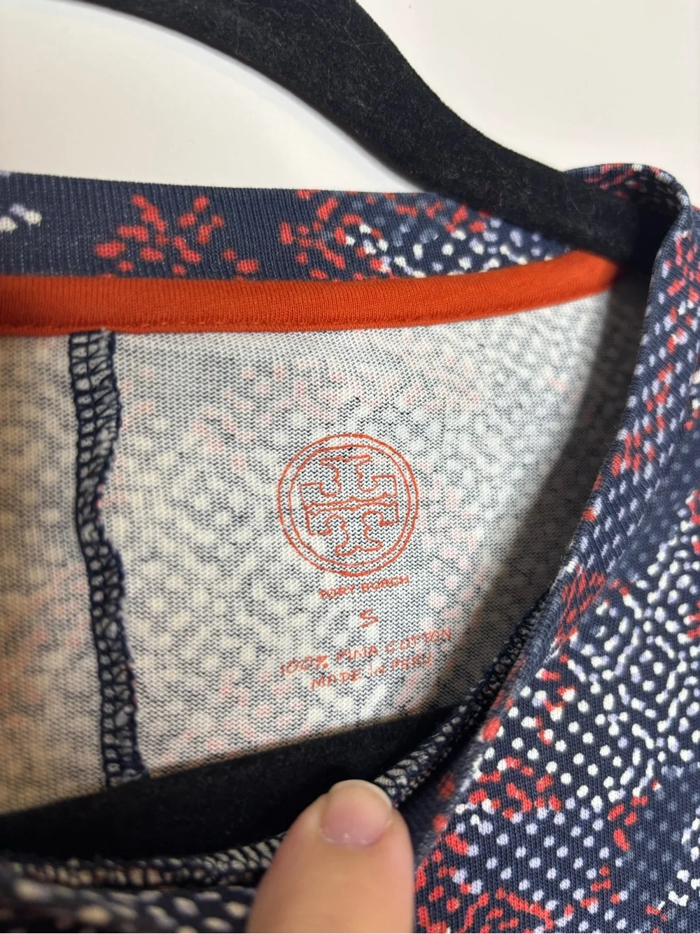 Tory Burch long sleeve 100% cotton floral dress blue and orange size small